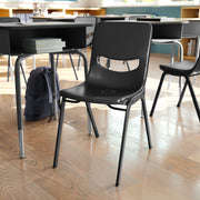 HERCULES Heavy-Duty Flex Comfort Classroom Stack Chair with Powder-Coated Frame and Black Ergonomic Back and Seat