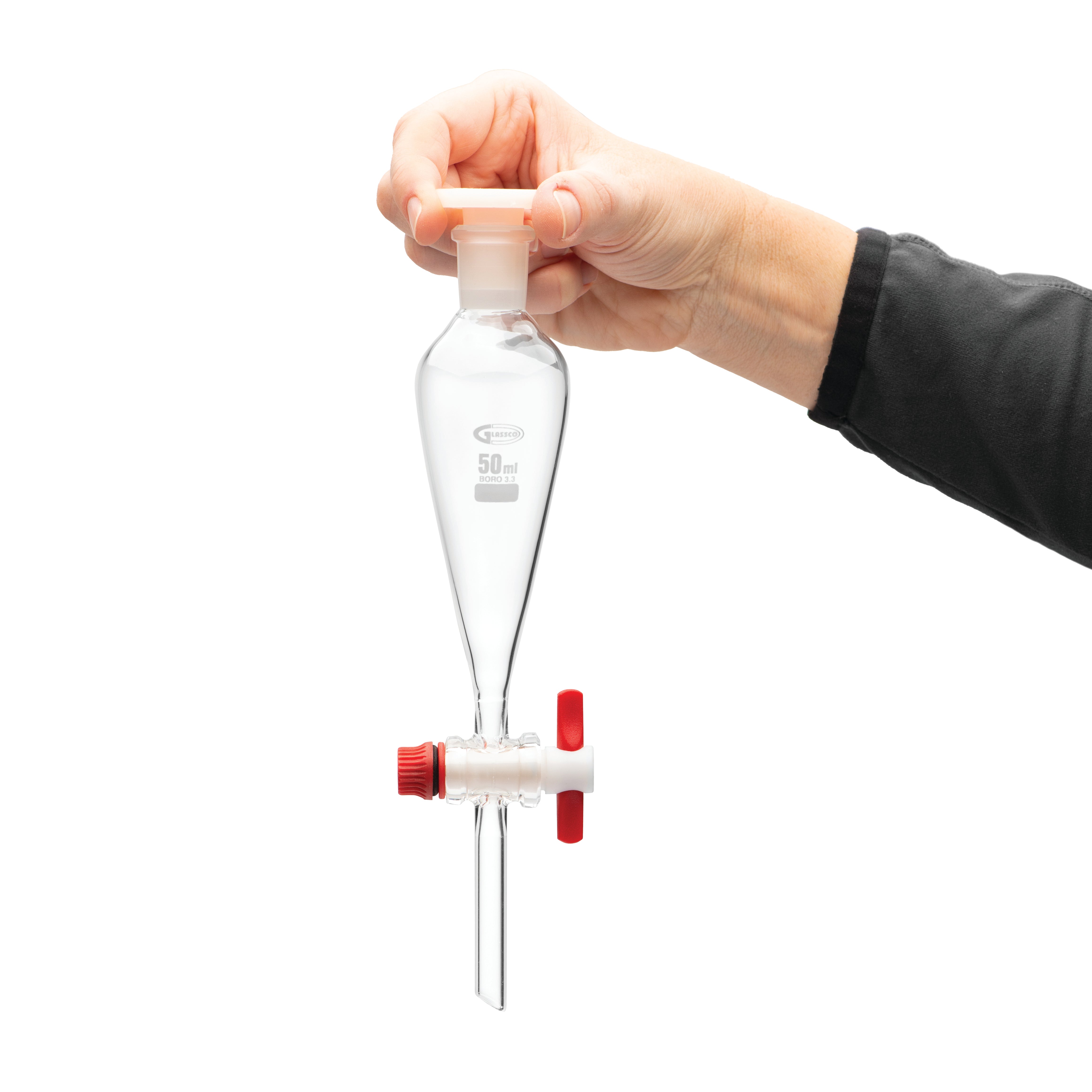 United Scientific® Glass Separatory Funnel, 50 mL, Pk/2, comes with 2