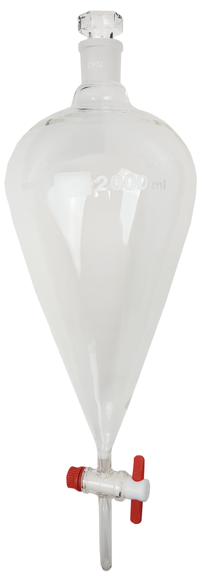 Funnel Separatory Borosilicate Glass with PTFE Stopcock,  and Ground Glass Stopper, 2000ml
