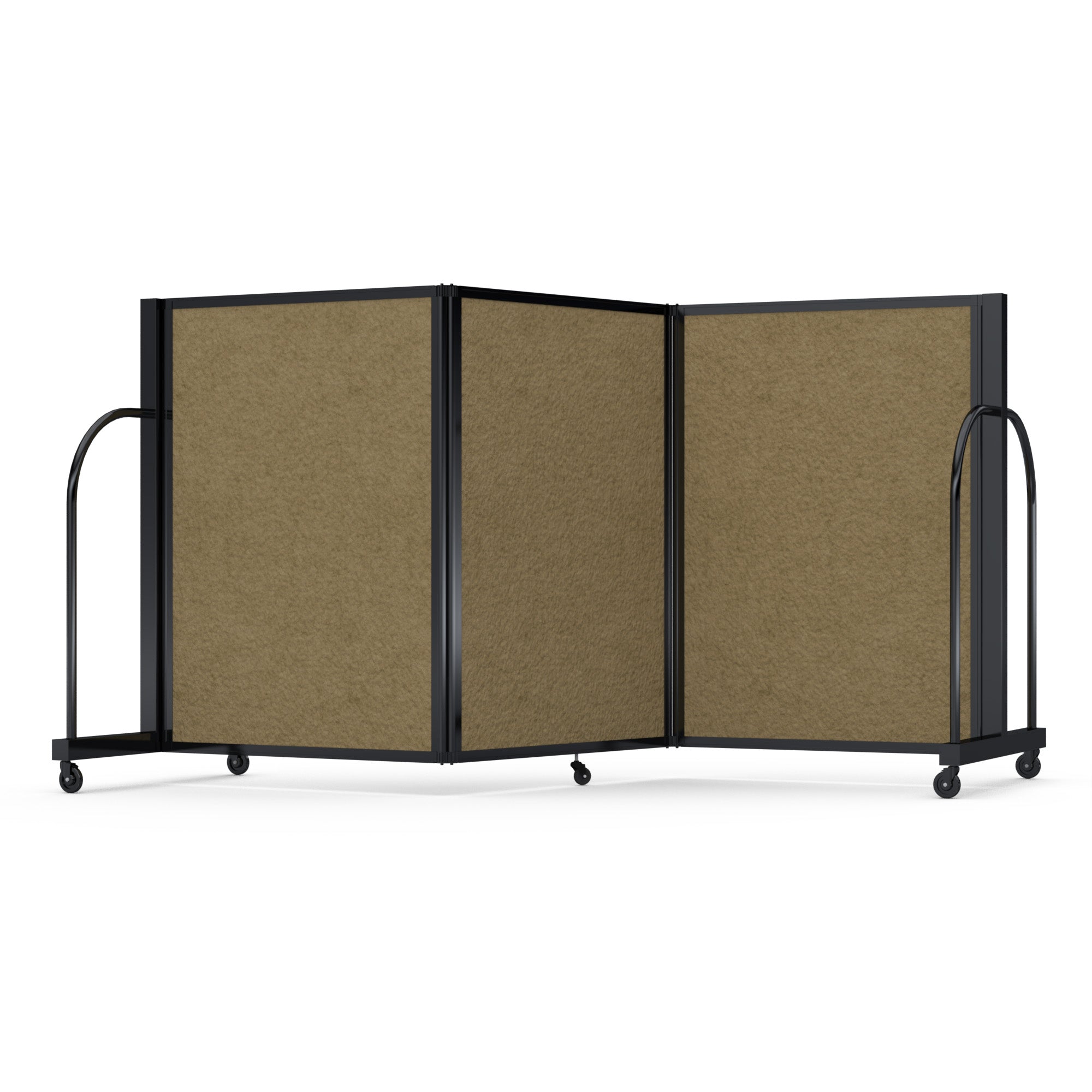 Screenflex Full Motion Divider, 4' x 8'7", Black Frame, Beige PET