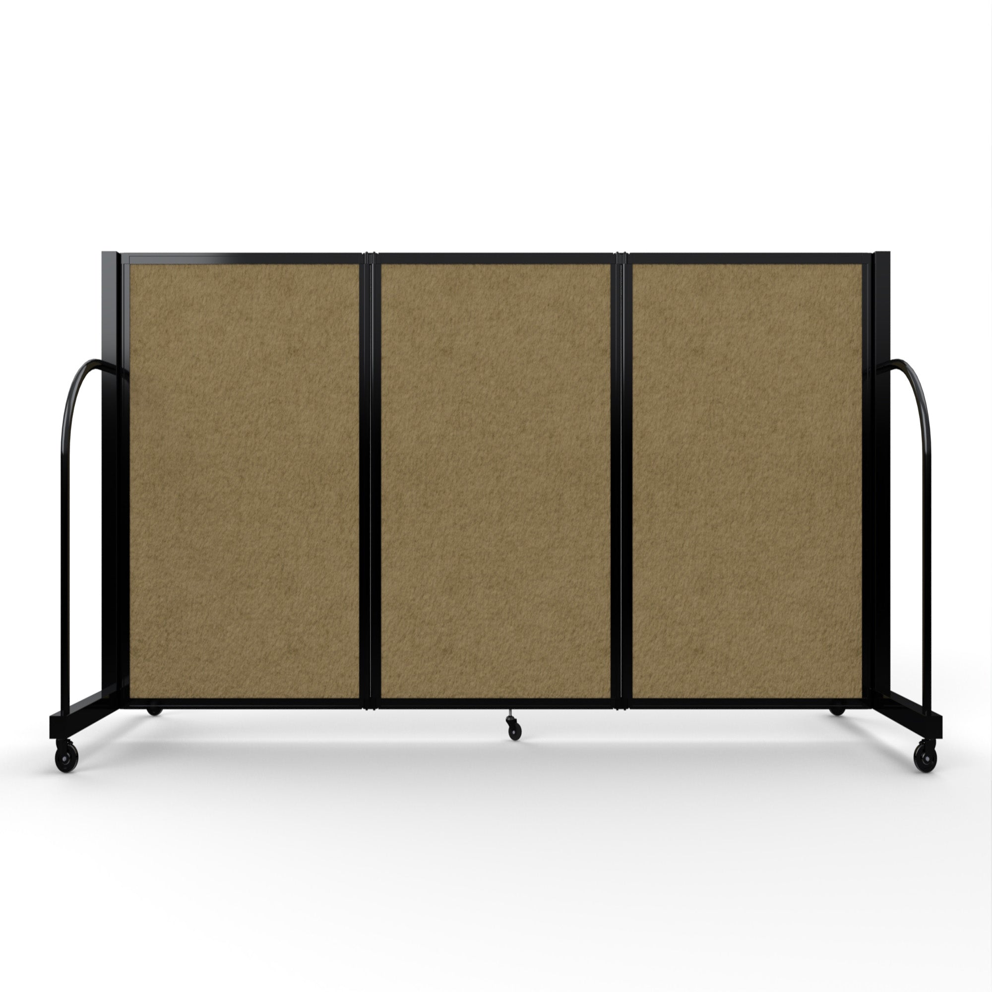 Screenflex Full Motion Divider, 4' x 8'7", Black Frame, Beige PET