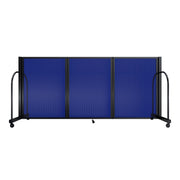 Screenflex Full Motion Divider, 4' x 8'7", Black Frame, Blue