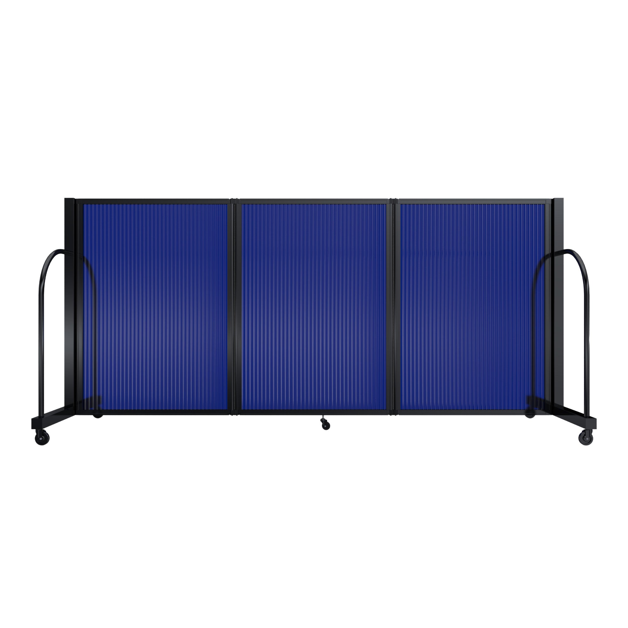 Screenflex Full Motion Divider, 4' x 8'7", Black Frame, Blue