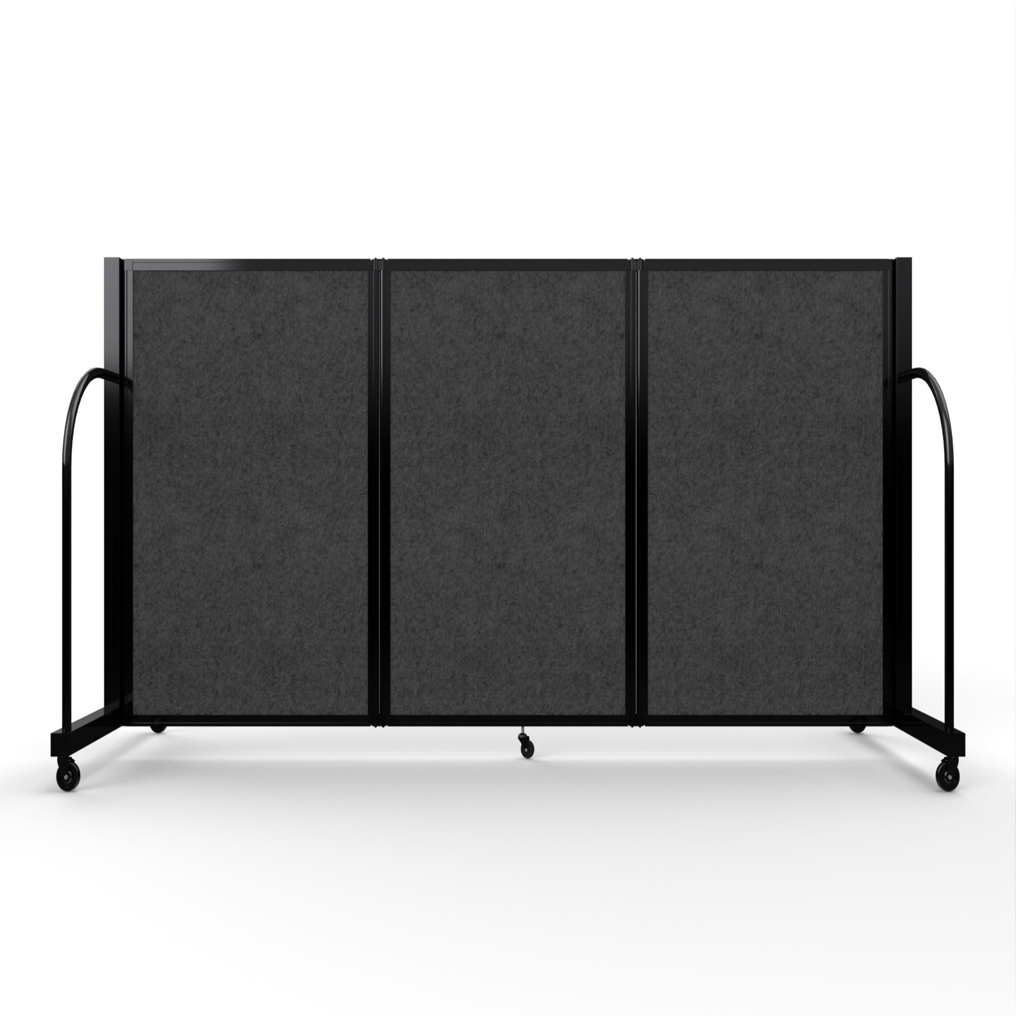 Screenflex Full Motion Divider, 4' x 8'7", Black Frame, Dark Gray PET