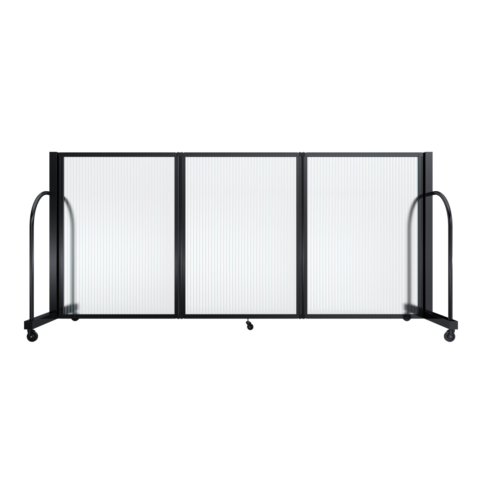 Screenflex Full Motion Divider, 4' x 8'7", Black Frame, Clear