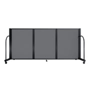 Screenflex Full Motion Divider, 4' x 8'7", Black Frame, Light Gray
