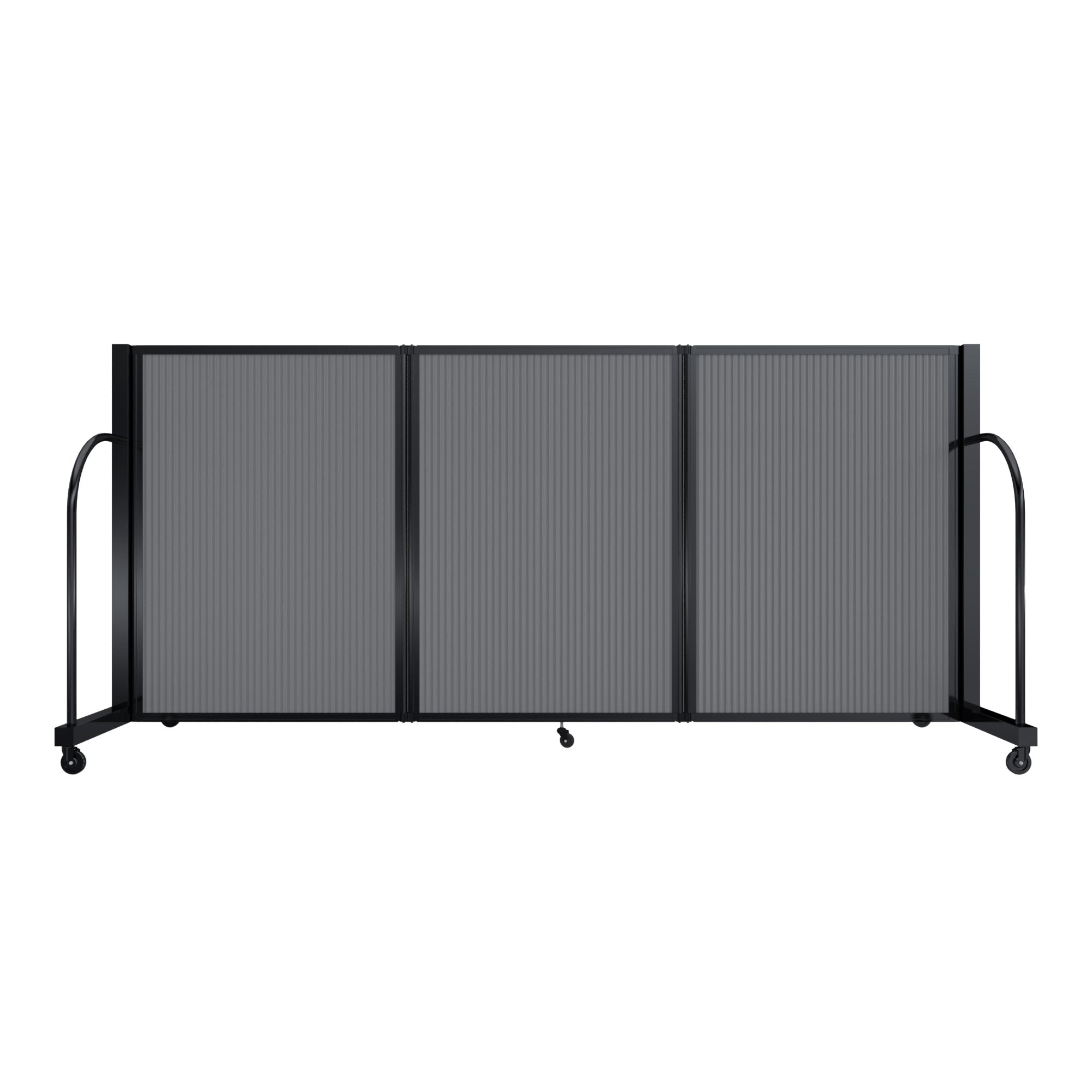 Screenflex Full Motion Divider, 4' x 8'7", Black Frame, Light Gray
