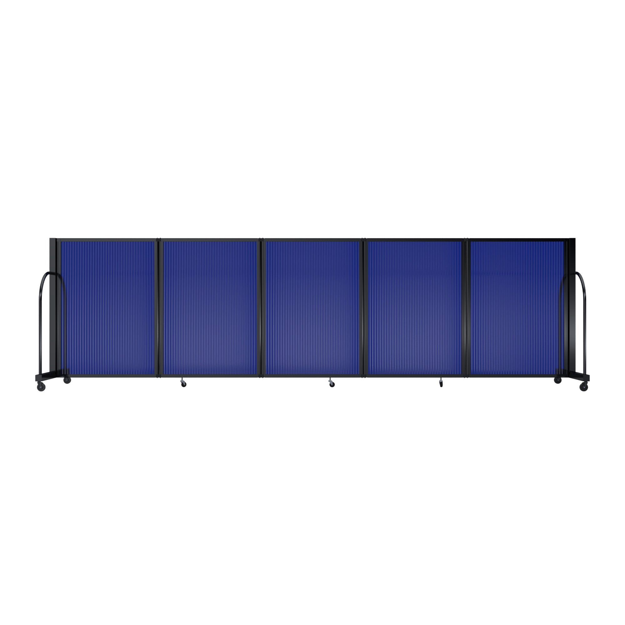 Screenflex Full Motion Divider, 4' x 14'1", Black Frame, Blue