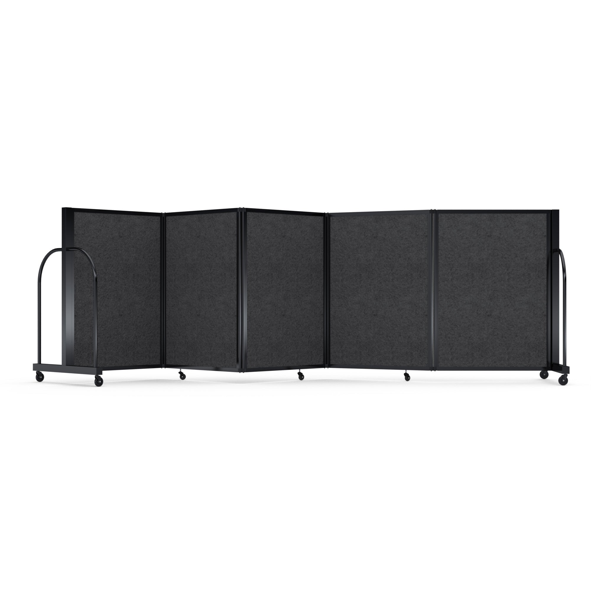 Screenflex Full Motion Divider, 4' x 14'1", Black Frame, Dark Gray PET