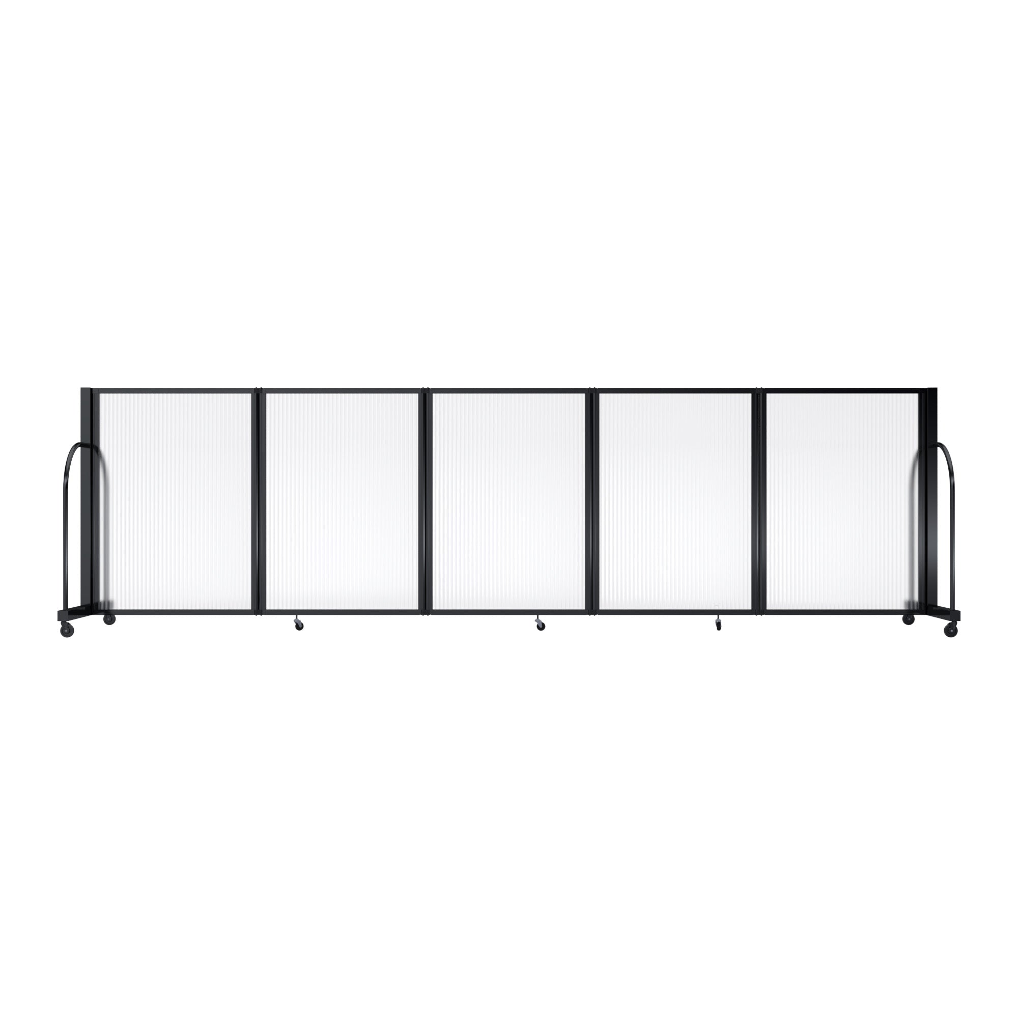 Screenflex Full Motion Divider, 4' x 14'1", Black Frame, Clear