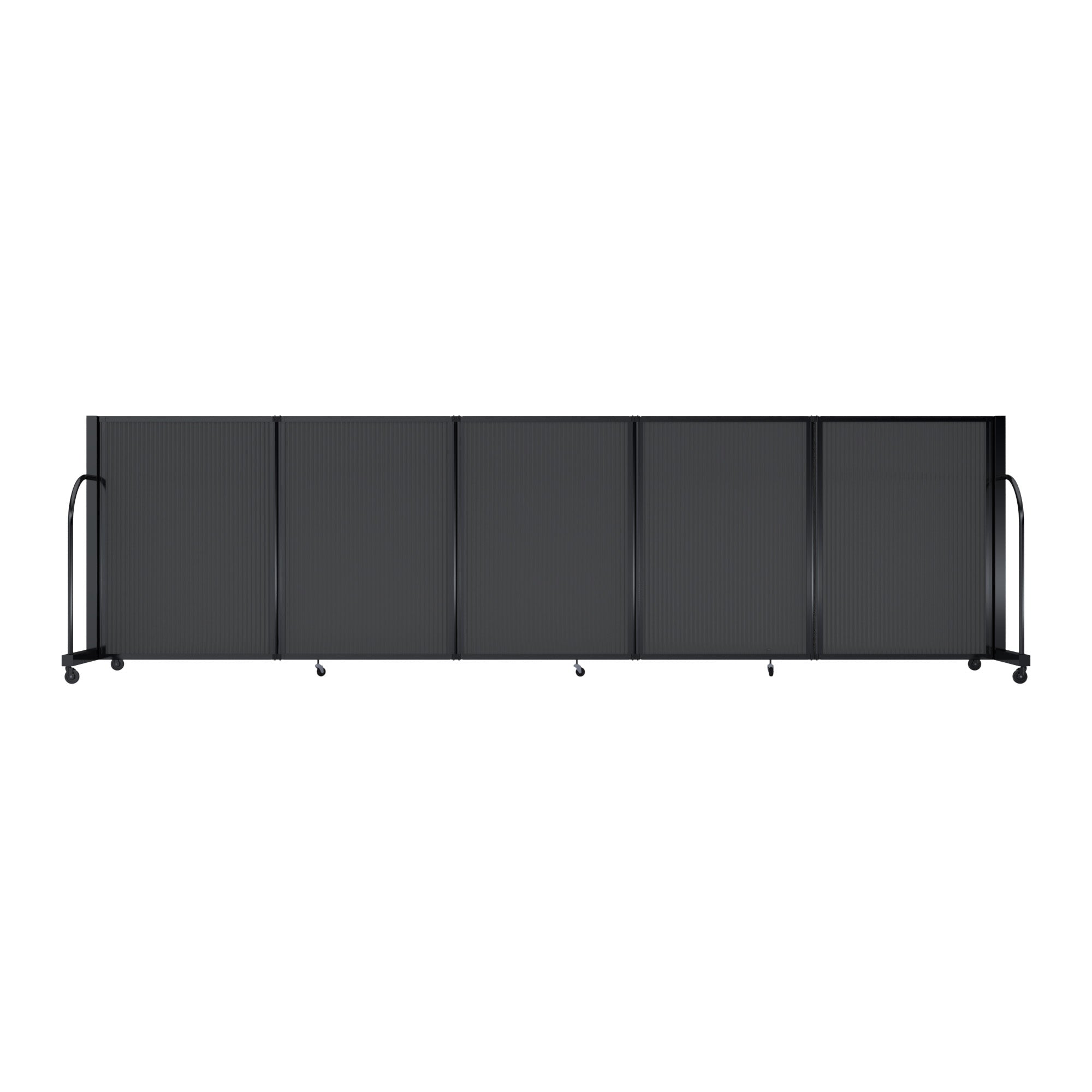 Screenflex Full Motion Divider, 4' x 14'1", Black Frame, Dark Gray