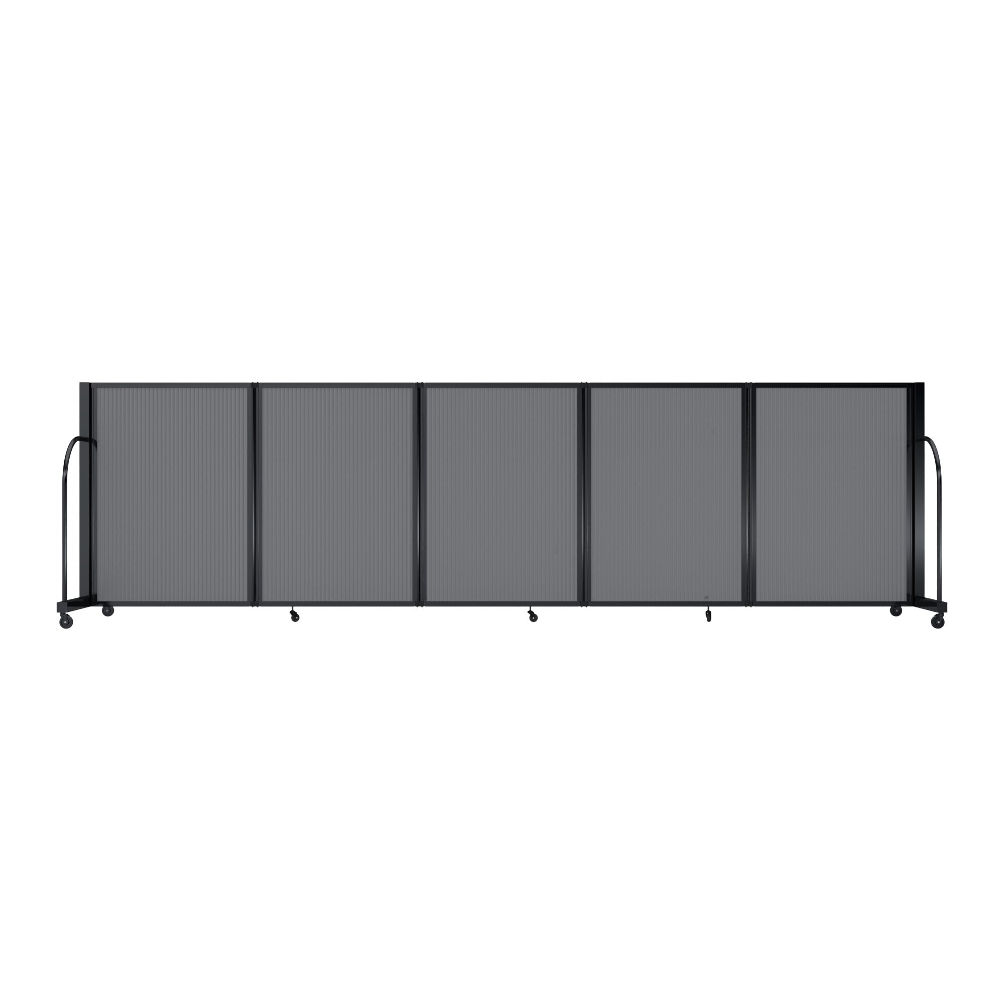 Screenflex Full Motion Divider, 4' x 14'1", Black Frame, Light Gray
