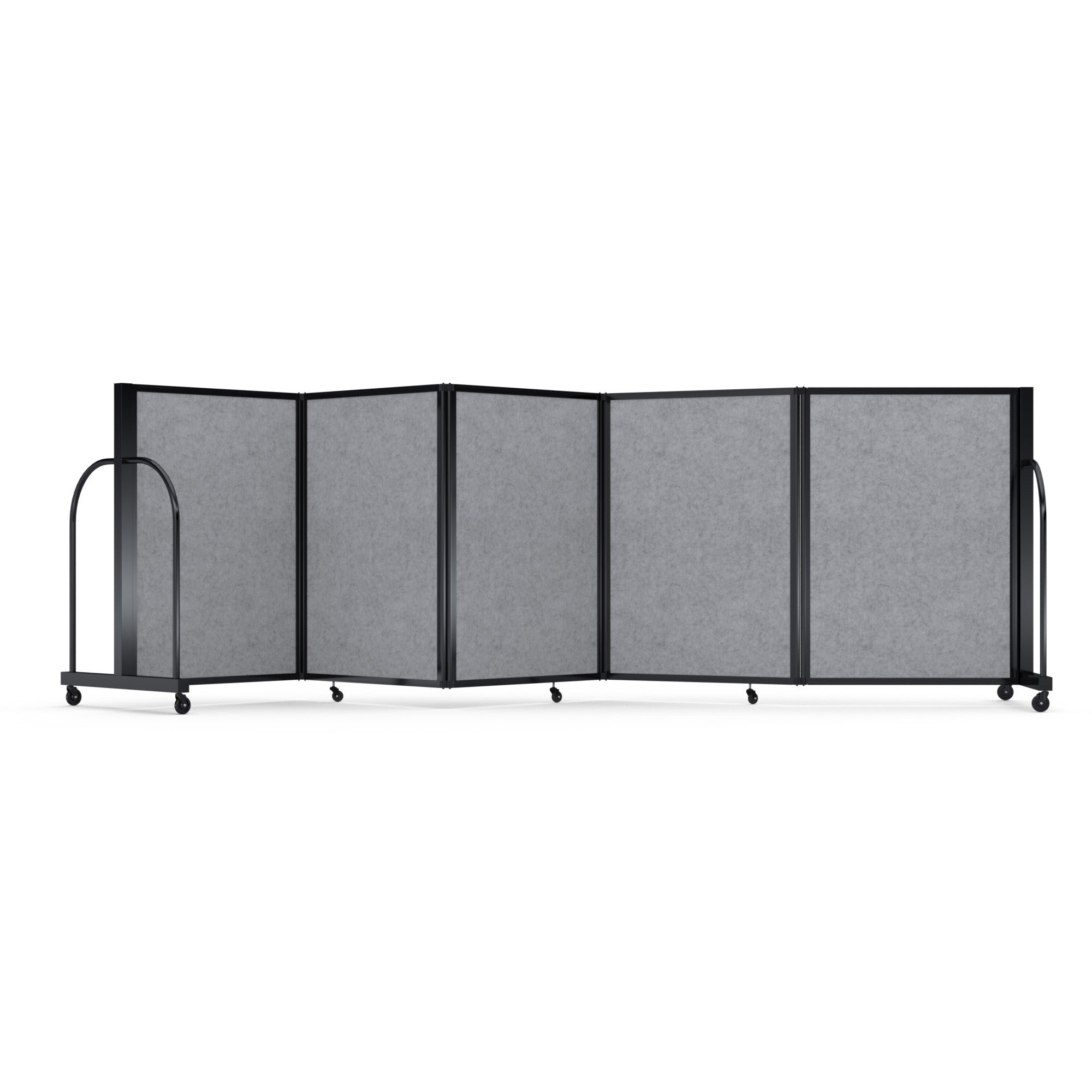 Screenflex Full Motion Divider, 4' x 14'1", Black Frame, Marble Gray PET