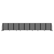 Screenflex Full Motion Divider, 4' x 19'7", Black Frame, Light Gray