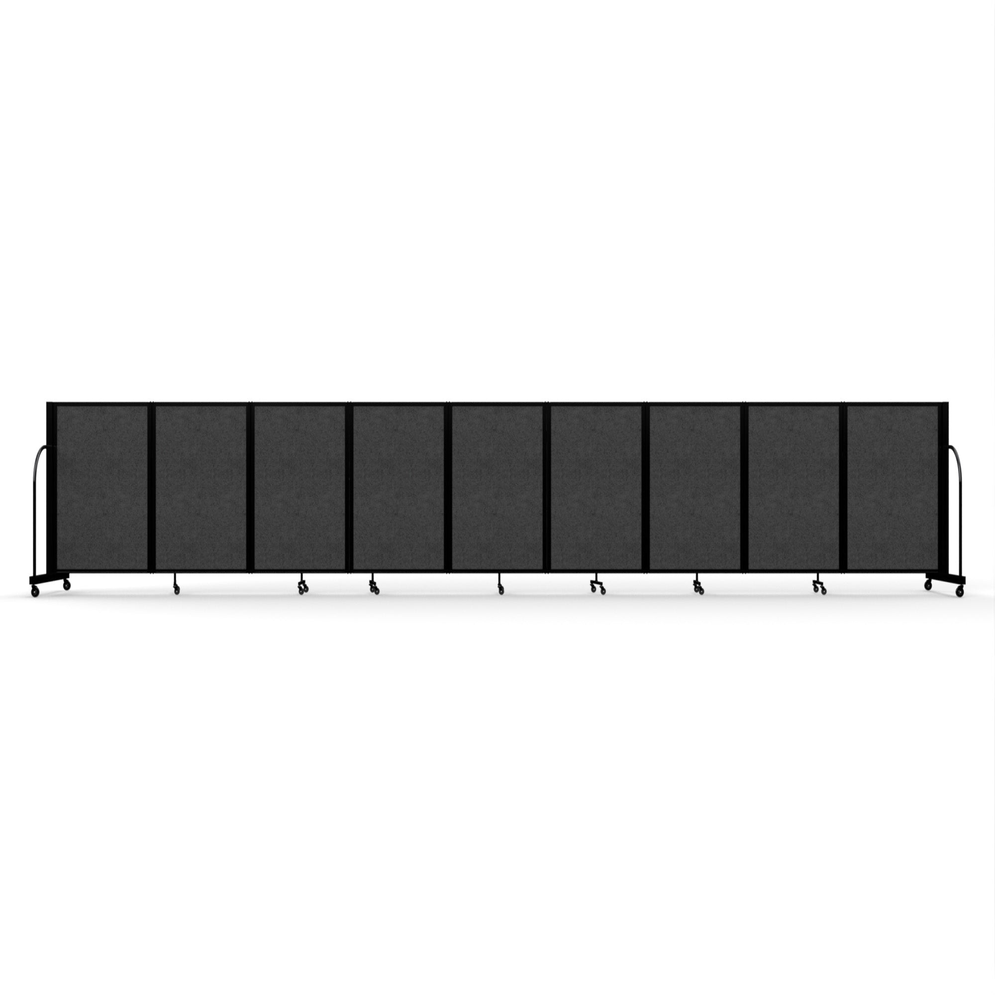 Screenflex Full Motion Divider, 4' x 25'1", Black Frame, Dark Gray PET