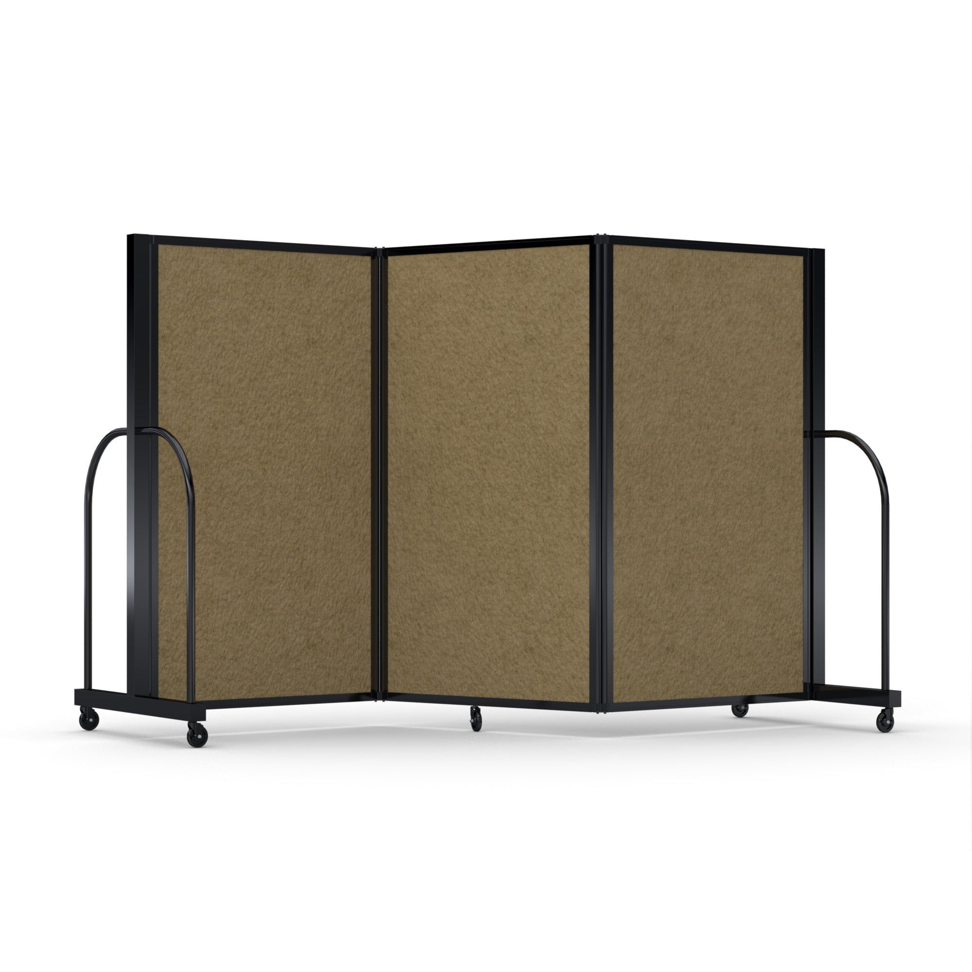 Screenflex Full Motion Divider, 5' x 8'7", Black Frame, Beige PET