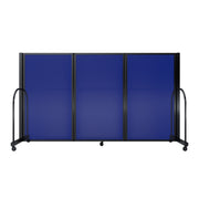 Screenflex Full Motion Divider, 5' x 8'7", Black Frame, Blue