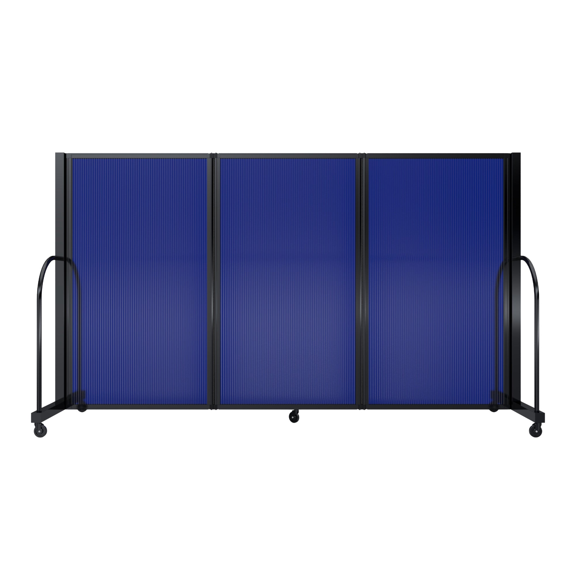 Screenflex Full Motion Divider, 5' x 8'7", Black Frame, Blue