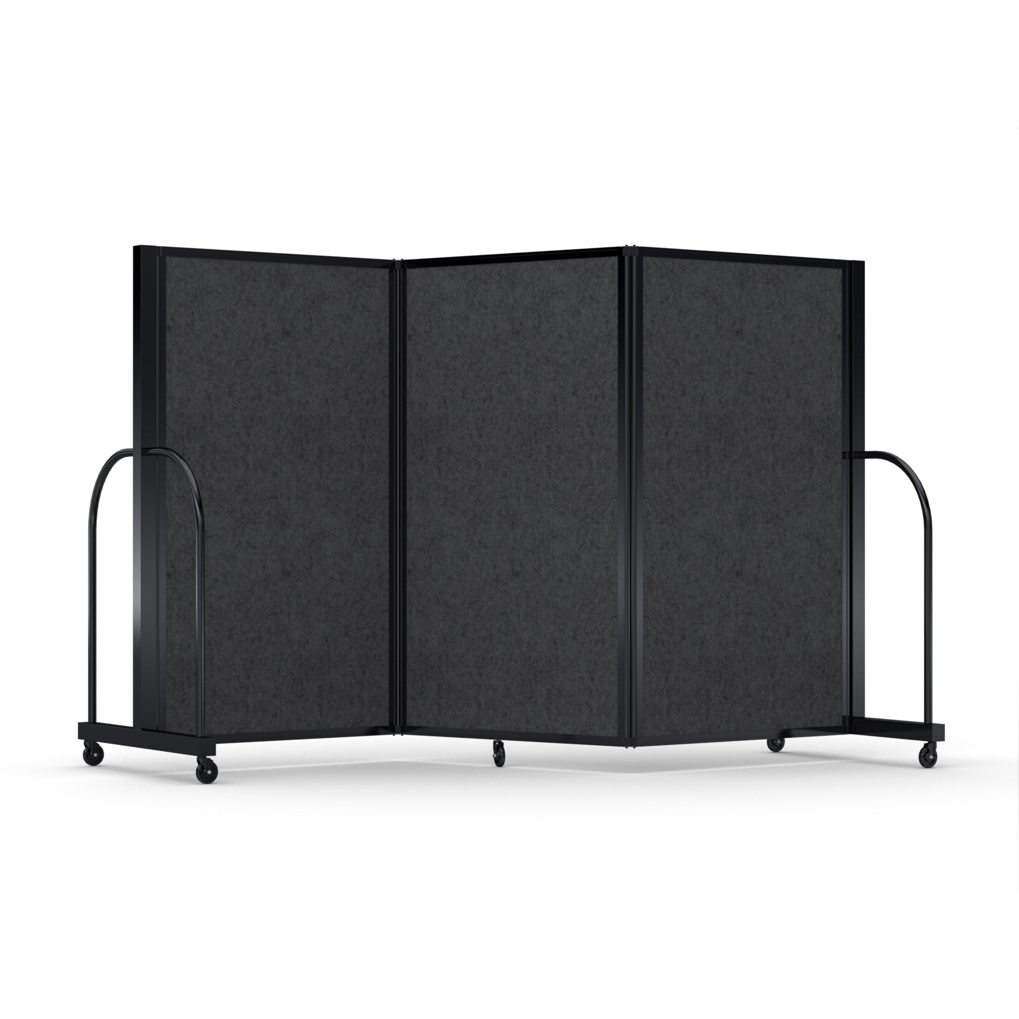 Screenflex Full Motion Divider, 5' x 8'7", Black Frame, Dark Gray PET