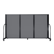 Screenflex Full Motion Divider, 5' x 8'7", Black Frame, Light Gray