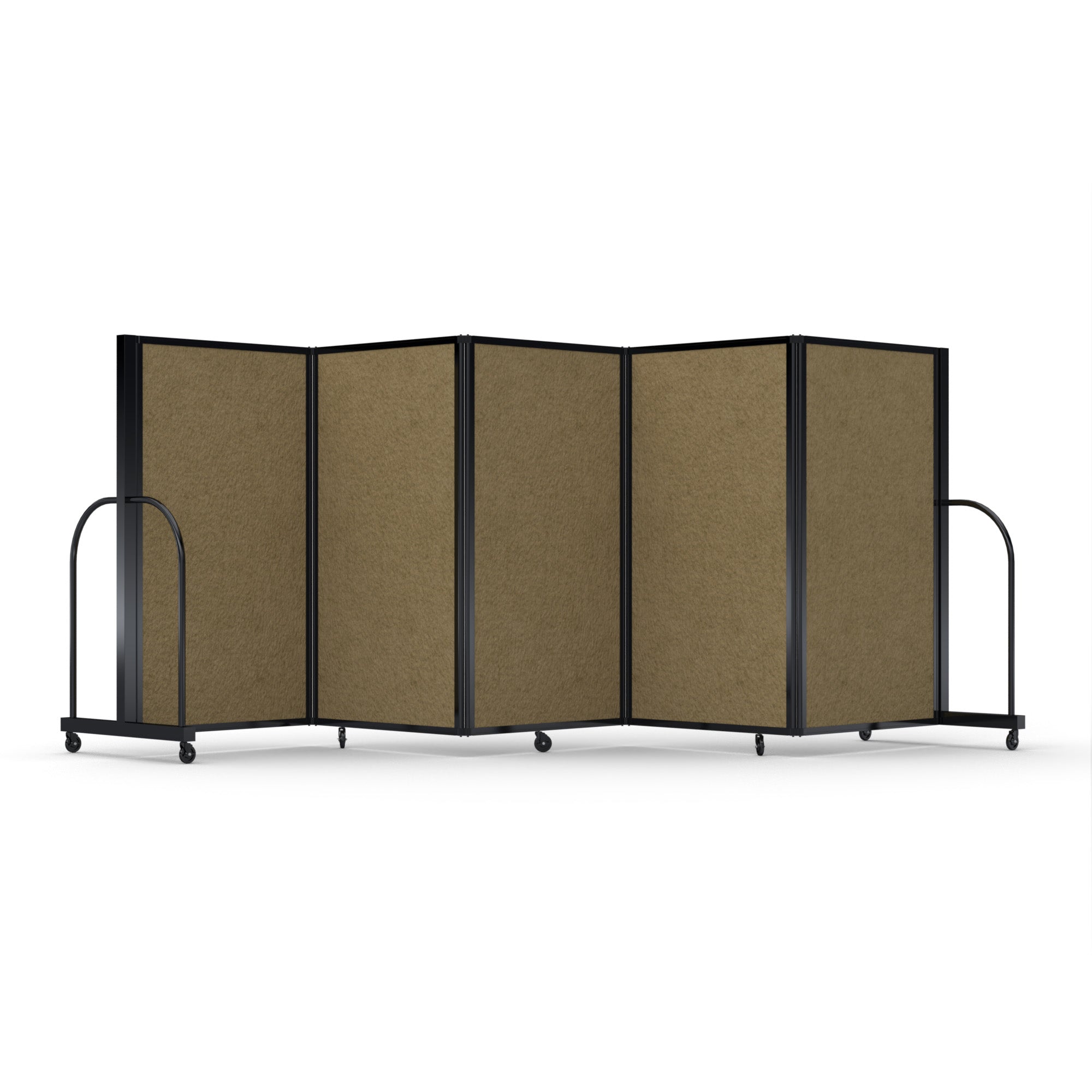 Screenflex Full Motion Divider, 5' x 14'1", Black Frame, Beige PET