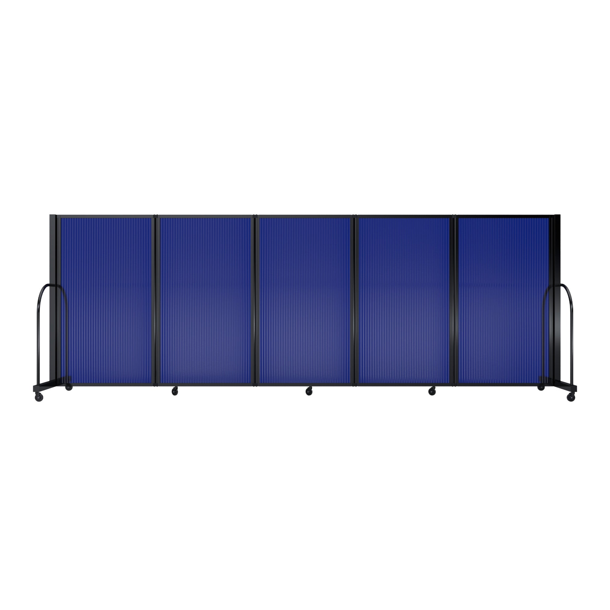 Screenflex Full Motion Divider, 5' x 14'1", Black Frame, Blue