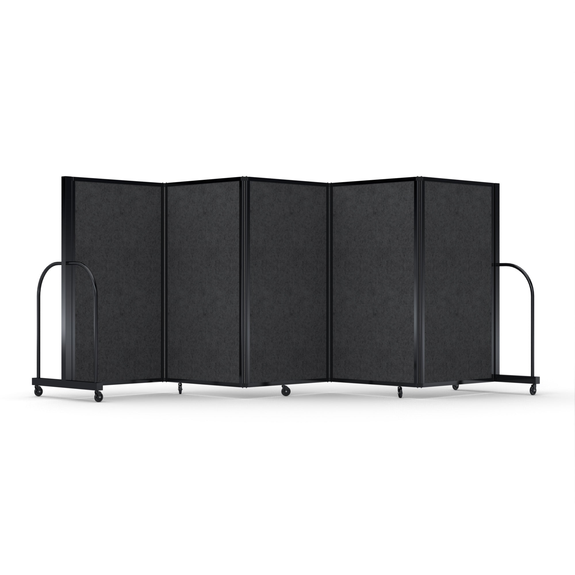 Screenflex Full Motion Divider, 5' x 14'1", Black Frame, Dark Gray PET