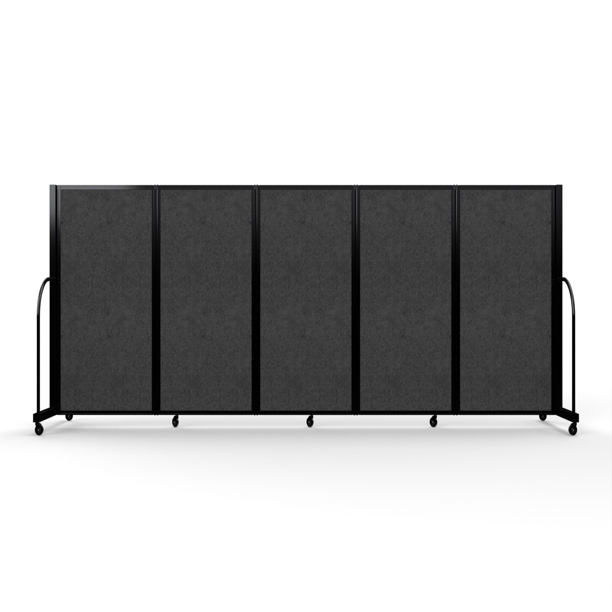 Screenflex Full Motion Divider, 5' x 14'1", Black Frame, Dark Gray PET