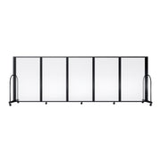 Screenflex Full Motion Divider, 5' x 14'1", Black Frame, Clear