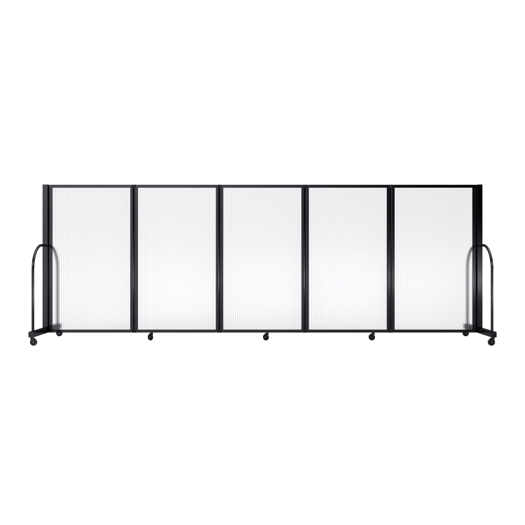 Screenflex Full Motion Divider, 5' x 14'1", Black Frame, Clear