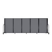 Screenflex Full Motion Divider, 5' x 14'1", Black Frame, Light Gray