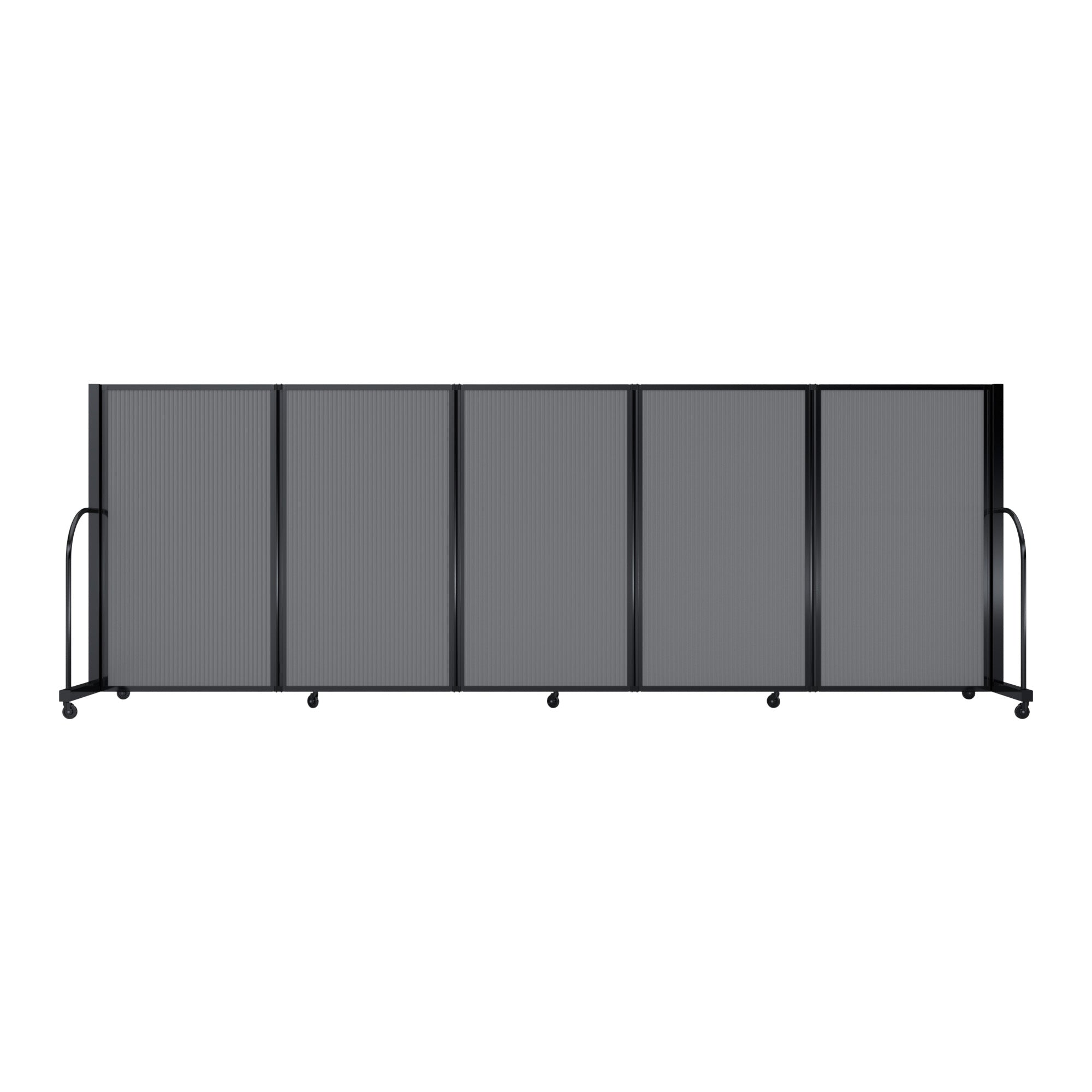 Screenflex Full Motion Divider, 5' x 14'1", Black Frame, Light Gray