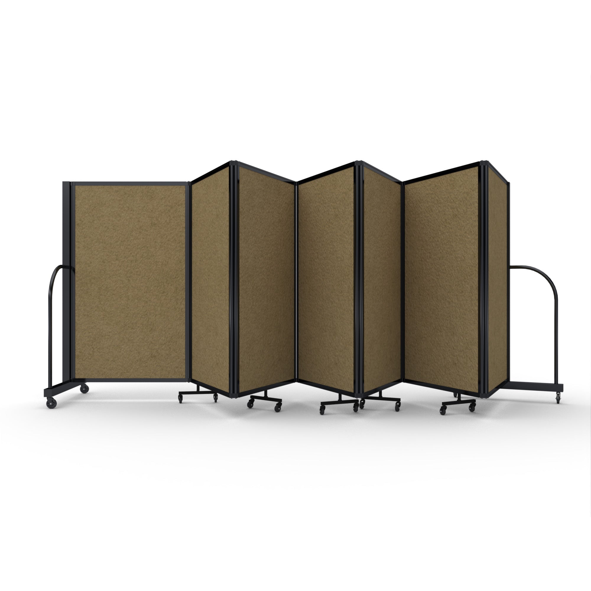 Screenflex Full Motion Divider, 5' x 19'7", Black Frame, Beige PET