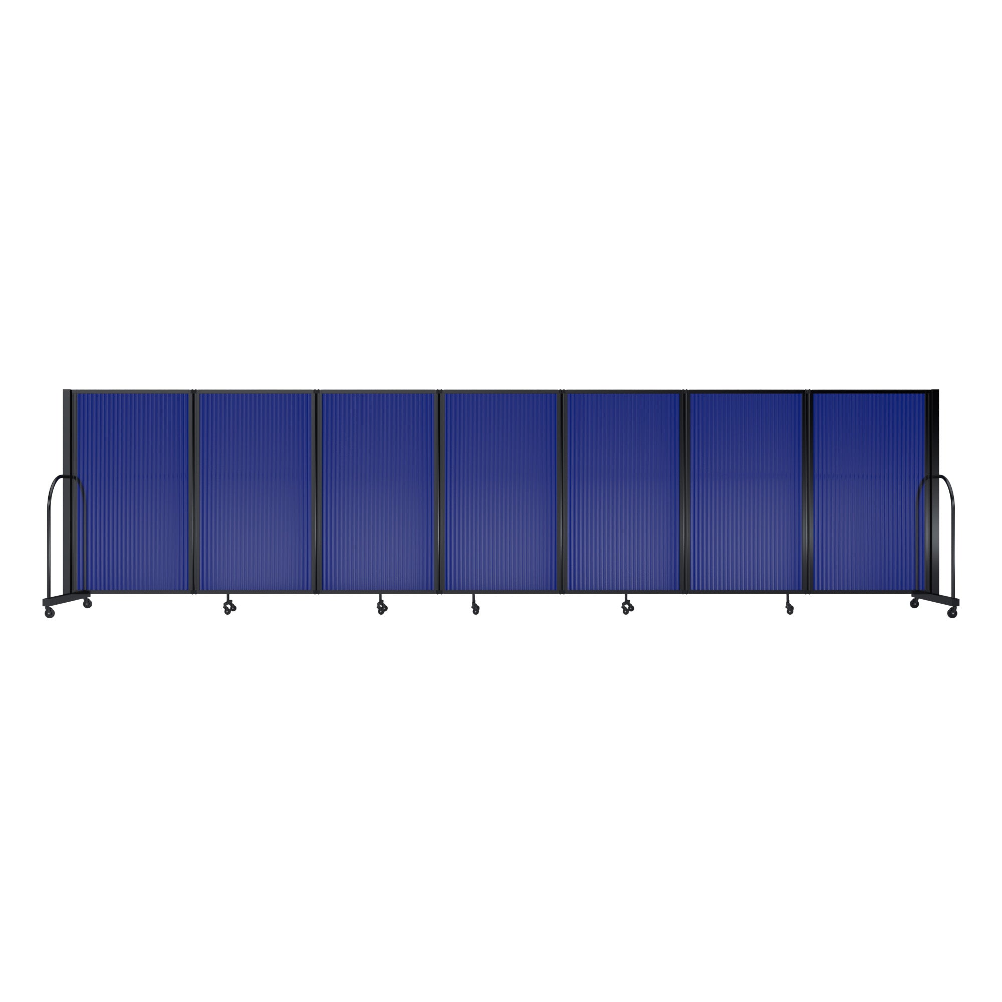 Screenflex Full Motion Divider, 5' x 19'7", Black Frame, Blue