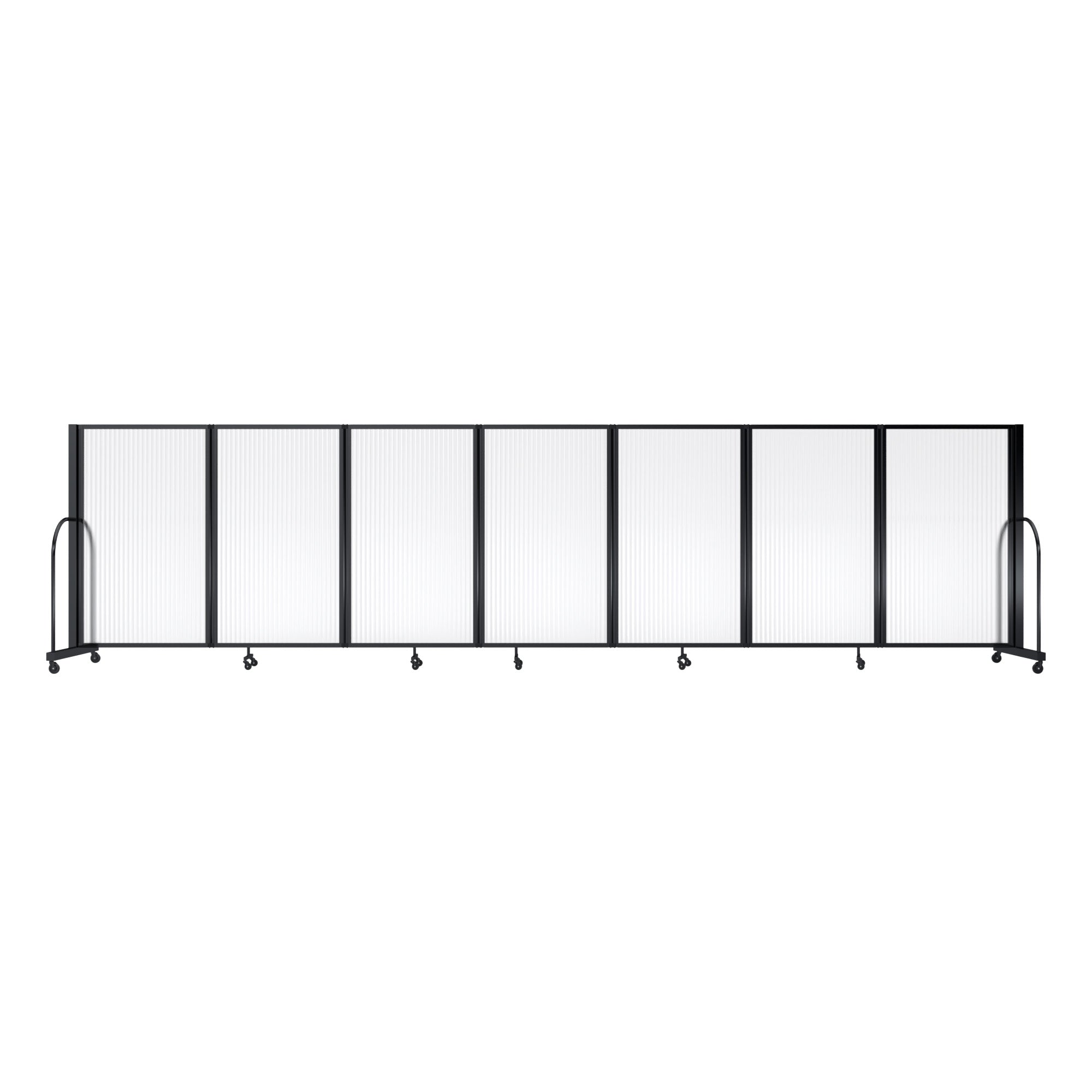 Screenflex Full Motion Divider, 5' x 19'7", Black Frame, Clear
