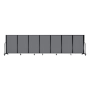 Screenflex Full Motion Divider, 5' x 19'7", Black Frame, Light Gray