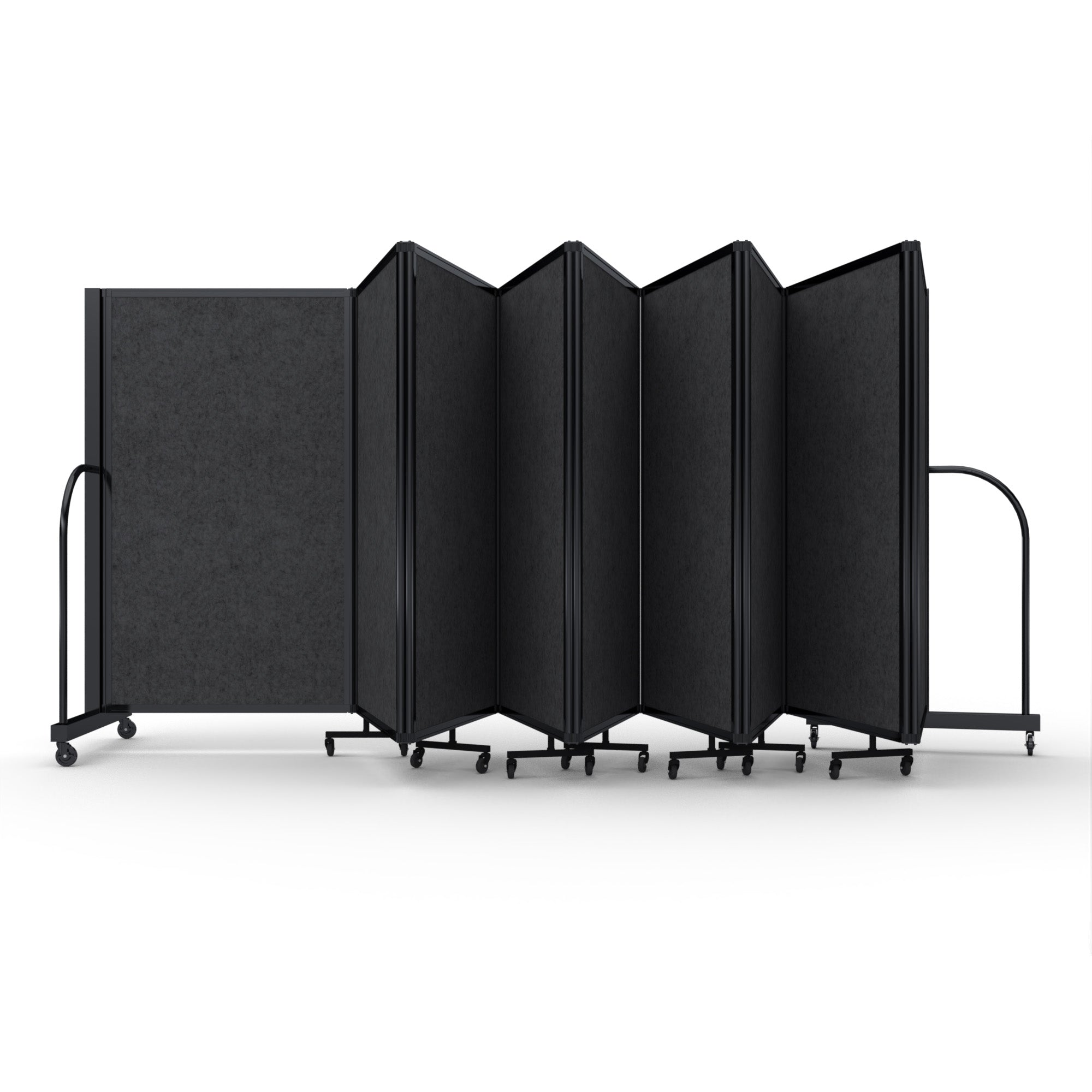 Screenflex Full Motion Divider, 5' x 25'1", Black Frame, Dark Gray PET