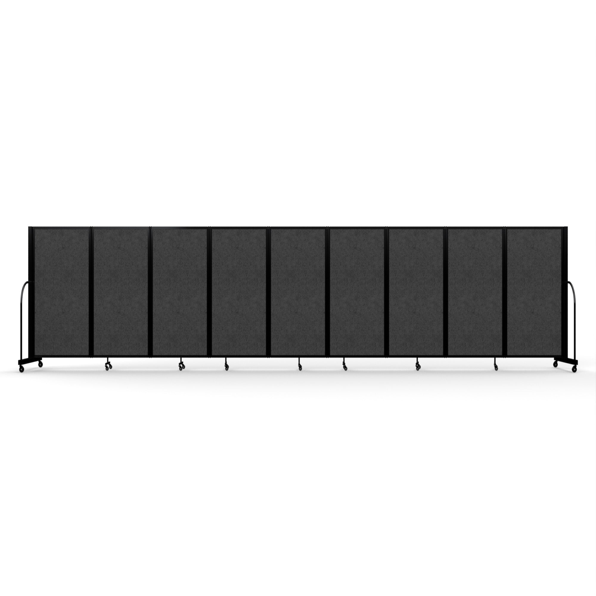Screenflex Full Motion Divider, 5' x 25'1", Black Frame, Dark Gray PET