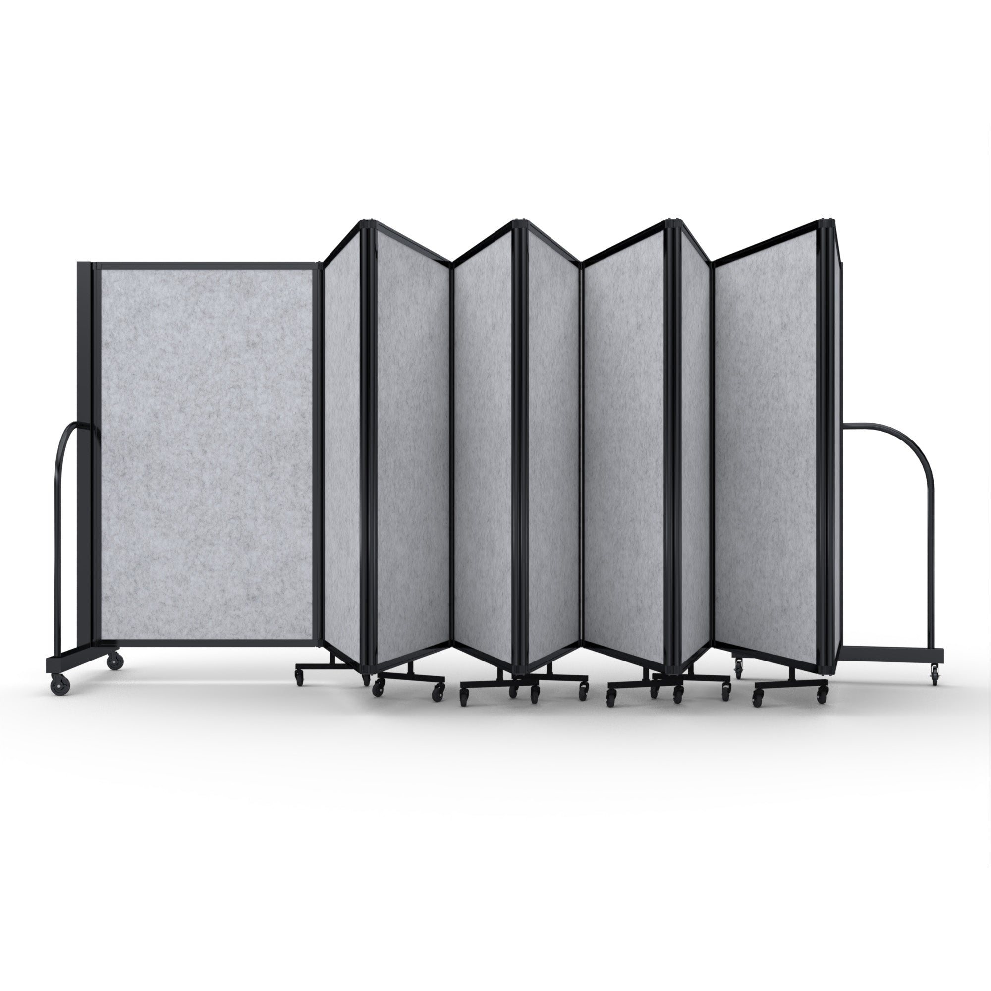 Screenflex Full Motion Divider, 5' x 25'1", Black Frame, Marble Gray PET