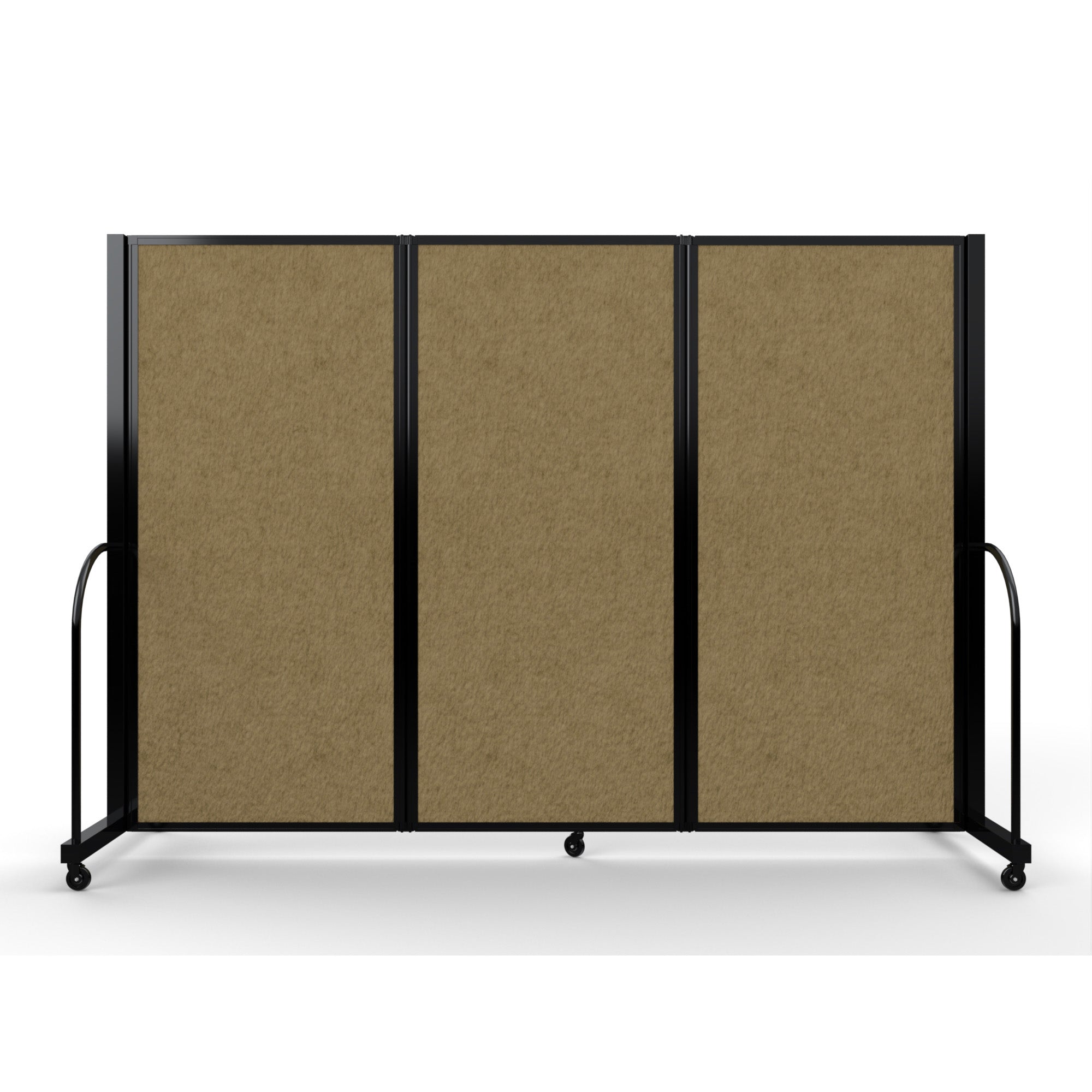 Screenflex Full Motion Divider, 6' x 8'7", Black Frame, Beige PET