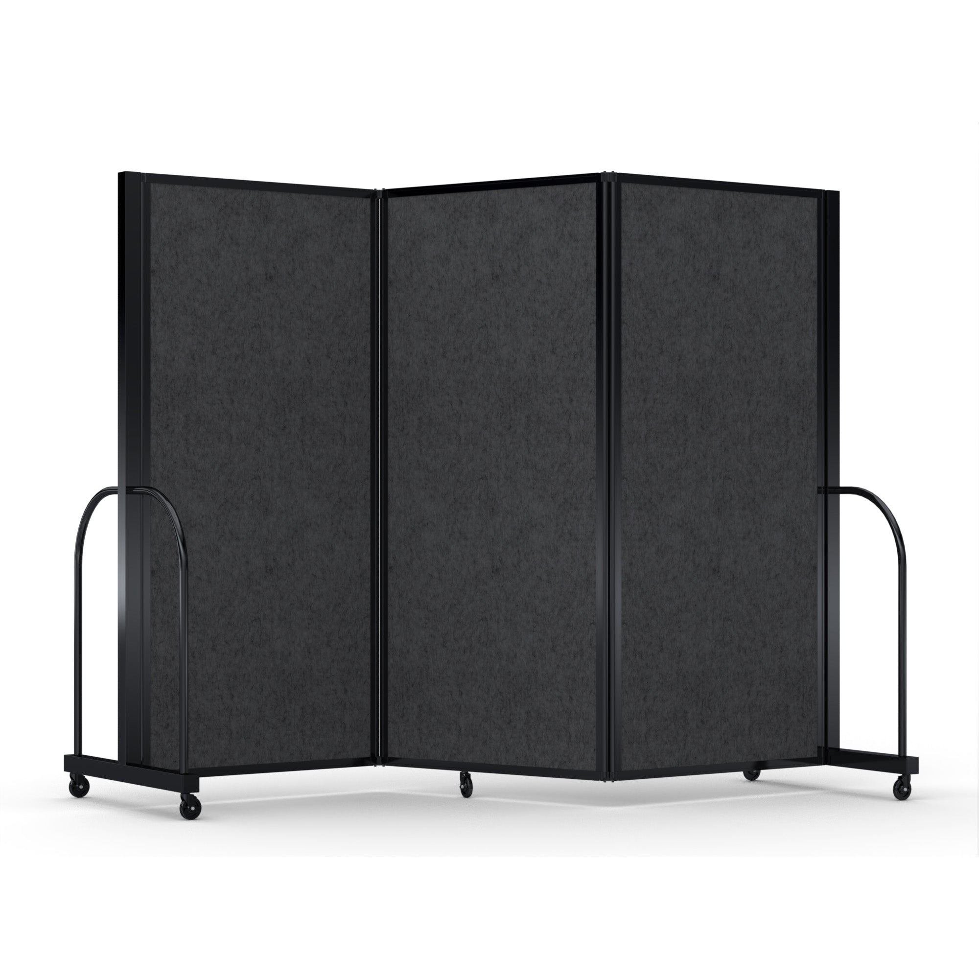 Screenflex Full Motion Divider, 6' x 8'7", Black Frame, Dark Gray PET