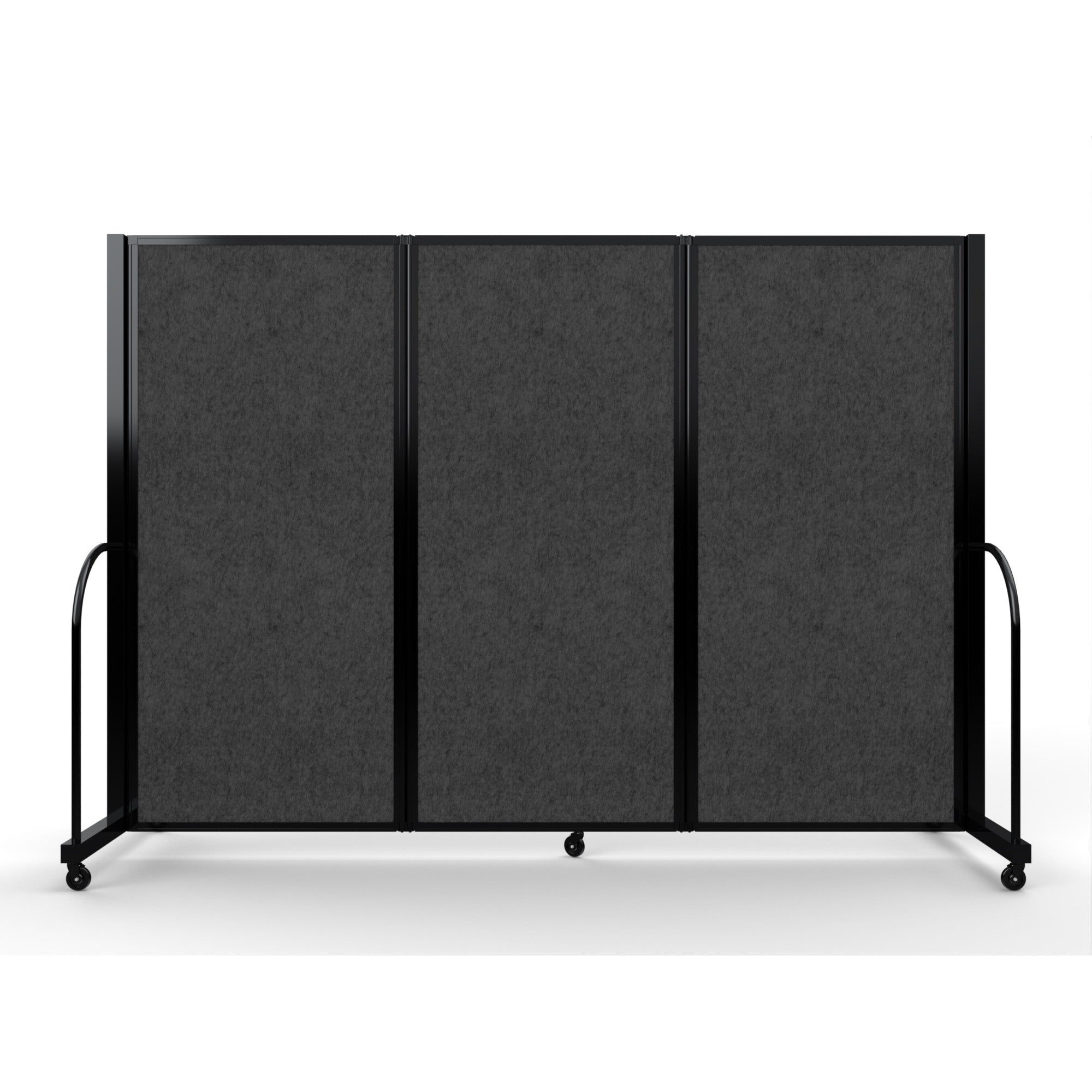 Screenflex Full Motion Divider, 6' x 8'7", Black Frame, Dark Gray PET