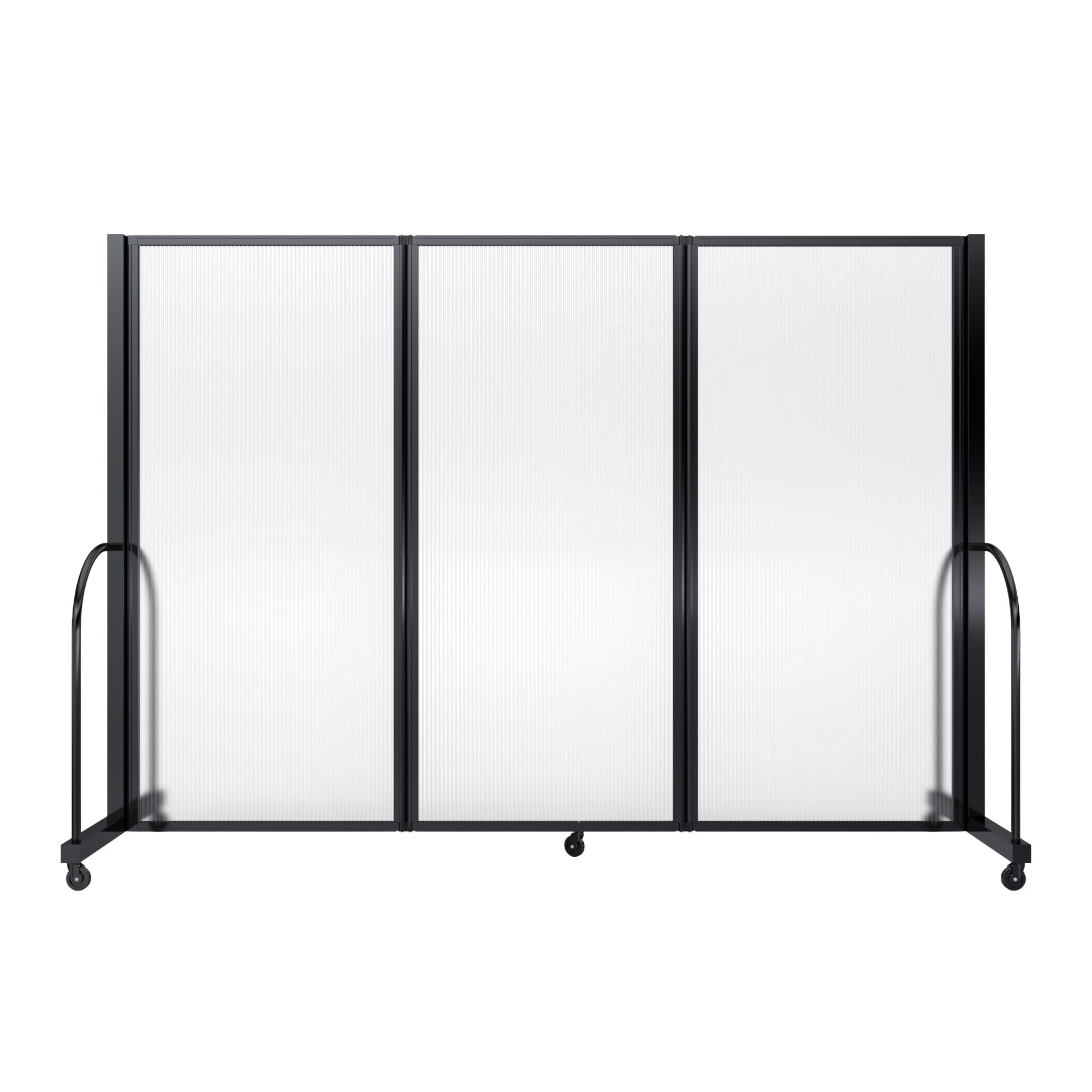 Screenflex Full Motion Divider, 6' x 8'7", Black Frame, Clear