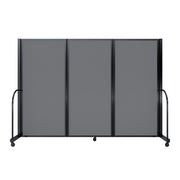 Screenflex Full Motion Divider, 6' x 8'7", Black Frame, Light Gray