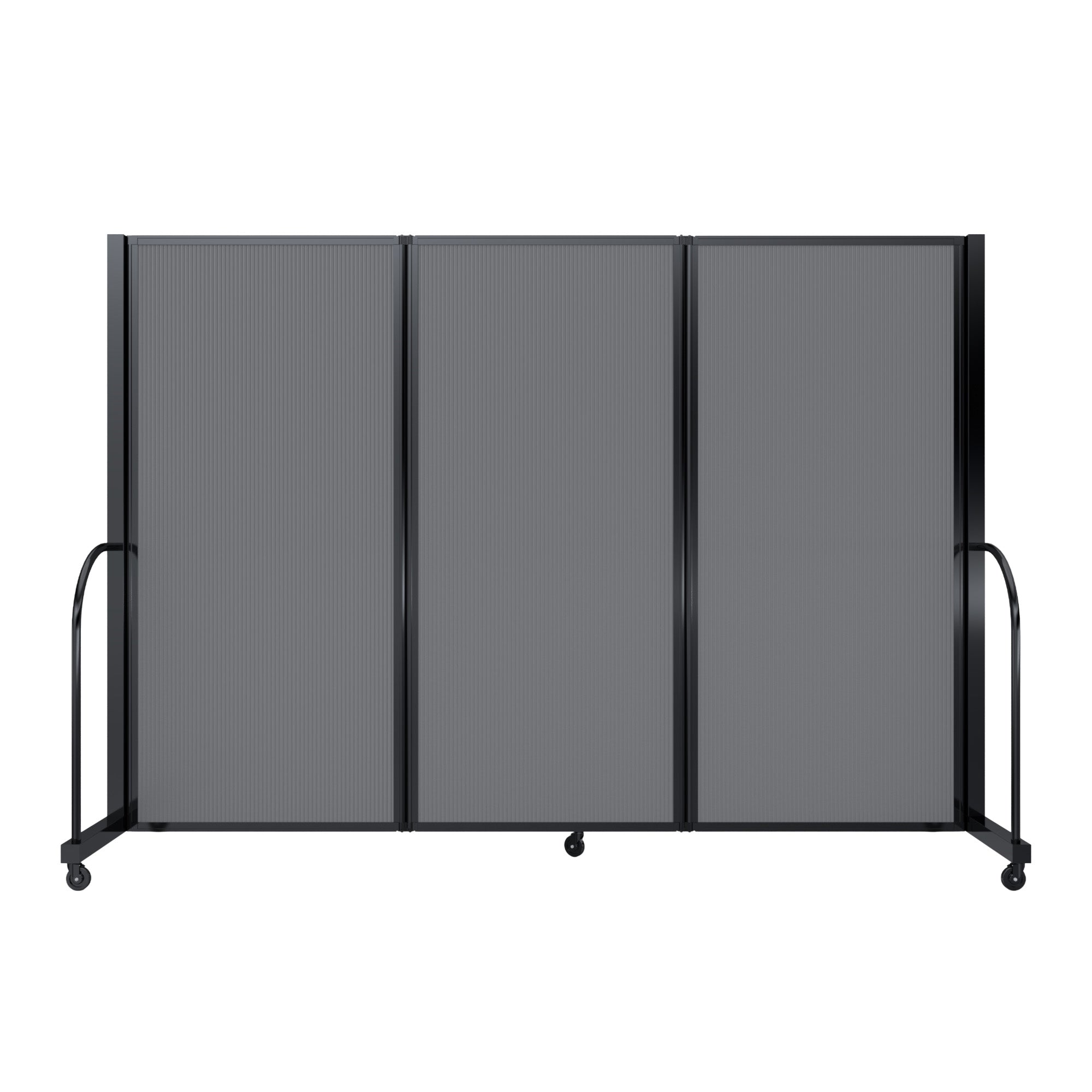 Screenflex Full Motion Divider, 6' x 8'7", Black Frame, Light Gray