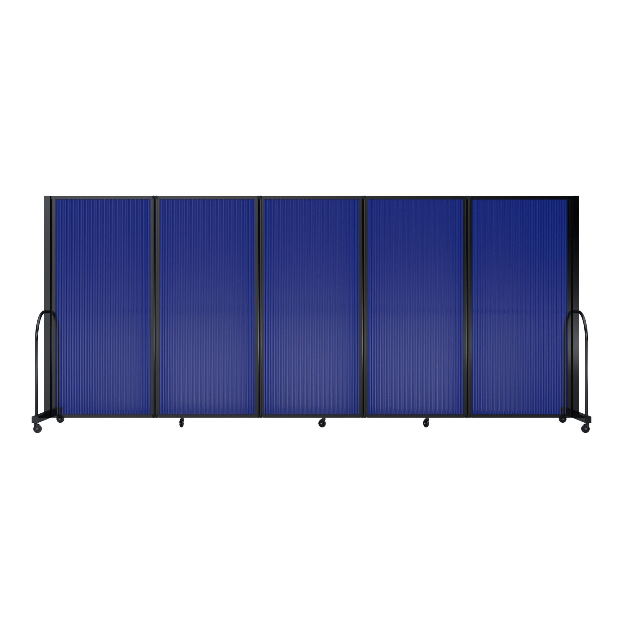 Screenflex Full Motion Divider, 6' x 14'1", Black Frame, Blue