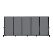 Screenflex Full Motion Divider, 6' x 14'1", Black Frame, Light Gray