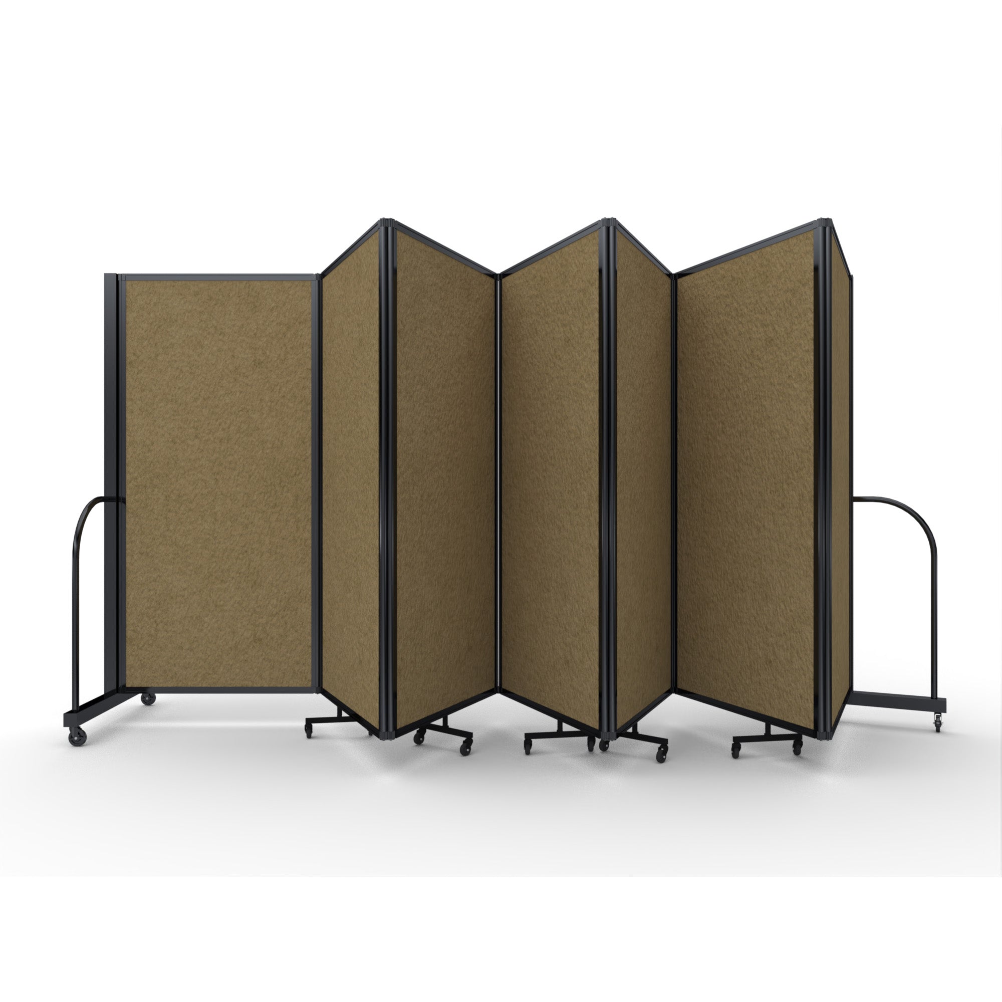 Screenflex Full Motion Divider, 6' x 19'7", Black Frame, Beige PET
