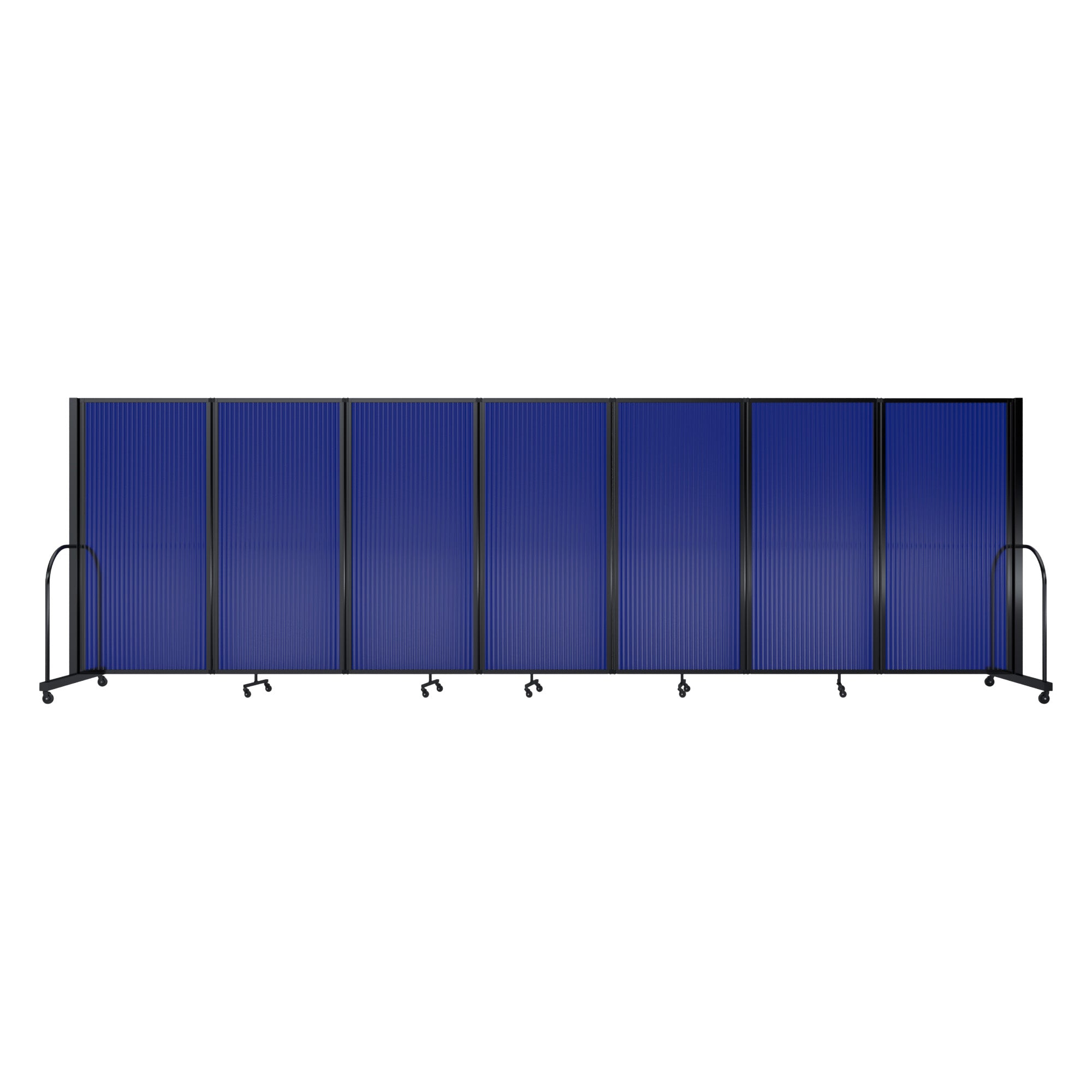 Screenflex Full Motion Divider, 6' x 19'7", Black Frame, Blue
