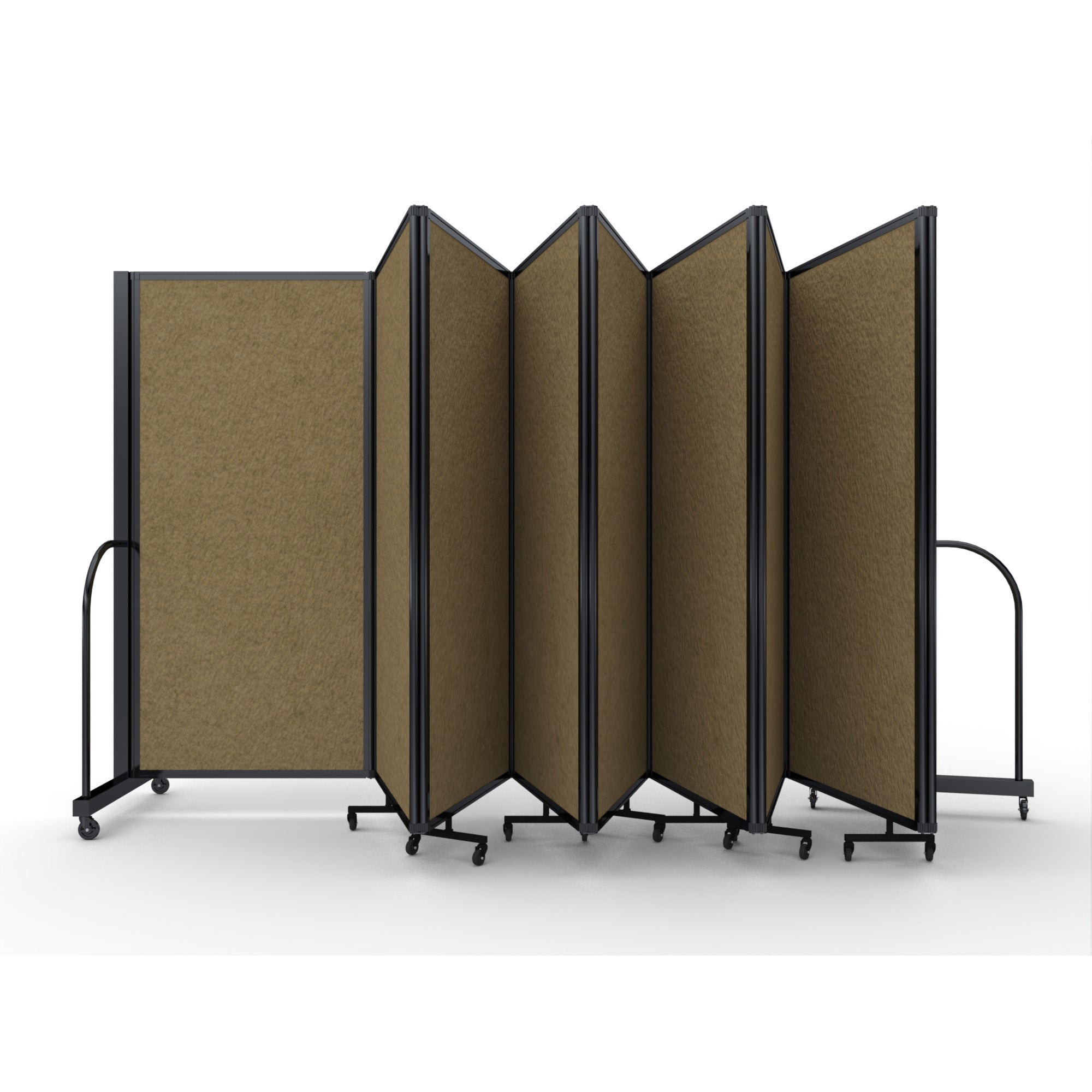 Screenflex Full Motion Divider, 6' x 25'1", Black Frame, Beige PET